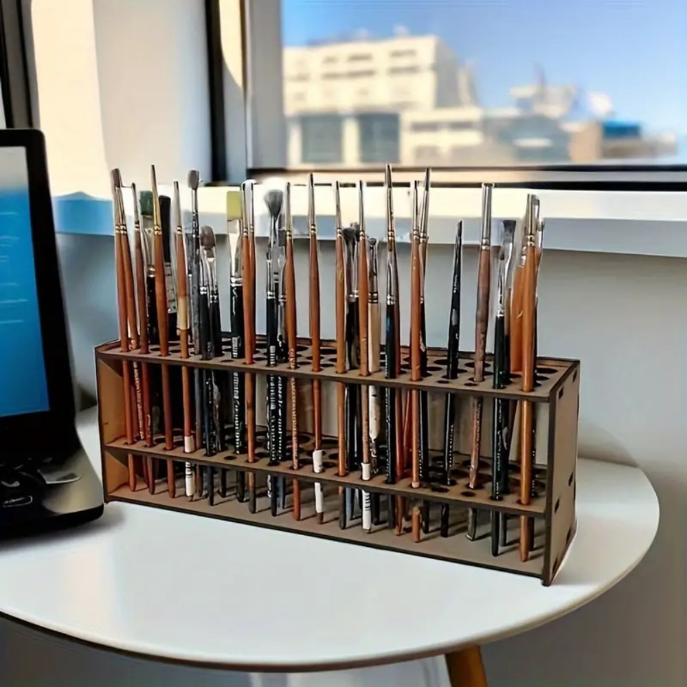 حامل فرشاة خشبي 67 فتحة ممتازة - مراجعة Art Craft Japan وسعره